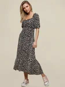 DOROTHY PERKINS Women Black & White Printed Maxi Dress