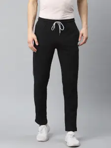 Almo Wear Men Black Slim Fit Solid Pure Cotton Track Pants
