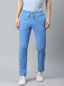 Almo Wear Men Blue Slim Fit Solid Pure Cotton Track Pants