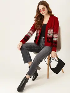 DressBerry Women Gorgeous Red Fair Isle Knitted Sweater