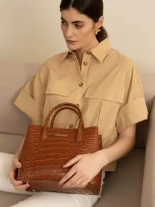 MIRAGGIO Victoria tan Satchel Handbag with Detachable Shoulder Strap