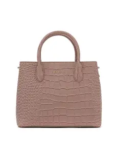 MIRAGGIO Woman Croc-Textured Satchel Handbag With Top Handle