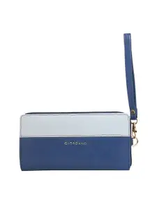 GIORDANO Women Blue & Off-White Solid Zip Around Wallet