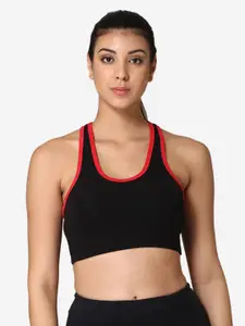 ABELINO Black & Red Solid Non-Wired Non Padded Workout Bra ZYMBRABLACKRED