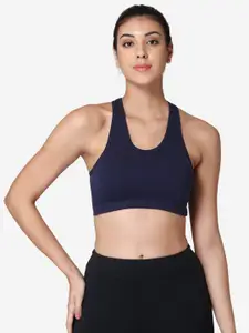ABELINO Navy Blue Solid Non-Wired Non Padded Workout Bra ZYMBRANAVY
