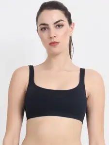 Beau Design Black Solid Non-Wired Non Padded Workout Bra PCBD-SB