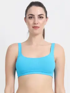 Beau Design Blue Solid Non-Wired Non Padded Workout Bra PCBD-SB-LB