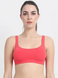 Beau Design Pink Solid Non-Wired Non Padded Workout Bra