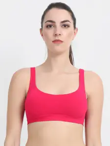 Beau Design Pink Solid Non-Wired Non Padded Workout Bra PCBD-SB-DP