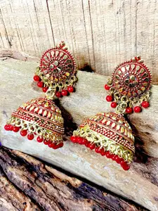 ANIKAS CREATION Red Contemporary Jhumkas