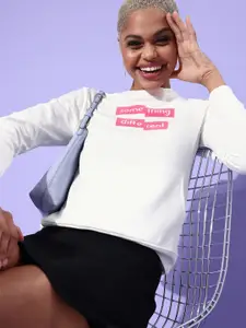 DressBerry Women White Printed Sweatshirt