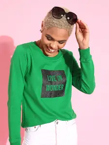 DressBerry Women Gorgeous Green Typography Sweatshirt