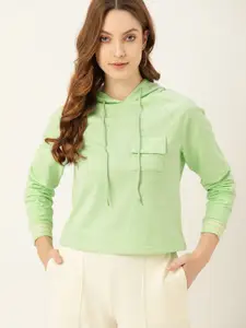 DressBerry Women Green Hooded Sweatshirt