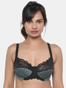 miorre Green & Black Lace Non-Wired Non Padded T-shirt Bra BR02-093009