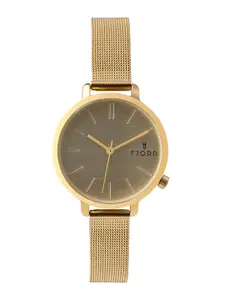 FJORD Women Gold-Toned & Taupe Analogue Watch FJ-6051-22