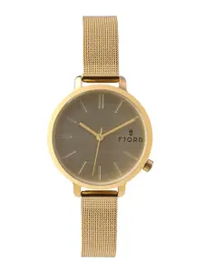 FJORD Women Gold-Toned & Taupe Analogue Watch FJ-6051-22