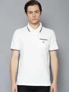 GANT Men White Solid Polo Collar T-shirt