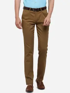 JADE BLUE Men Beige Slim Fit Solid Chinos