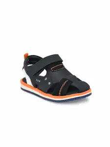 TUSKEY Boys Blue & Orange Genuine Leather Comfort Sandals