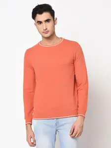 Blackberrys Men Peach-Coloured Solid Sweatshirt