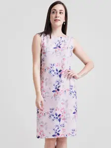 FableStreet Women Pink & Blue Floral Printed Sheath Dress