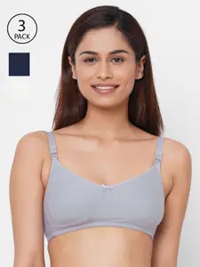 Inner Sense Navy Blue & Lavender Solid Non-Wired Non Padded Maternity Sustainable Bra IMB005D_5E_5F