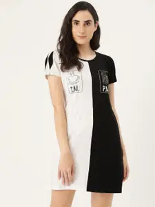 Clt.s Clt s Black & White Pure Cotton Printed Nightdress