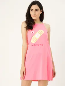 Clt.s Clt s Pink & Red Pure Cotton Printed Nightdress