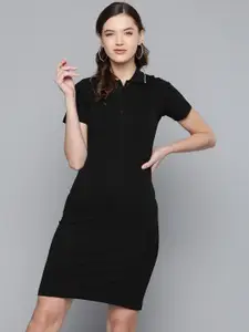 SASSAFRAS Black Solid T-shirt Dress