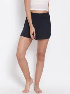 Oxolloxo Women Navy Blue Solid Lounge Shorts