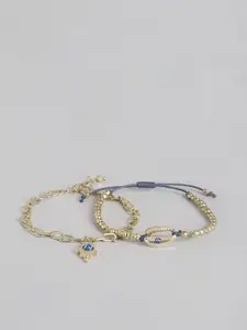 Blueberry Women Set of 2 Blue Gold-Plated Handcrafted Bracelets