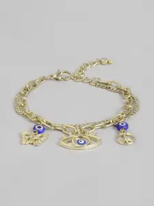 Blueberry Women Blue Gold-Plated Handcrafted Layered Evil Eye Link Charm Bracelet
