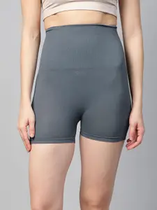 Inddus Women Grey Solid High Compressed Seamless Tummy Thigh Shapewear
