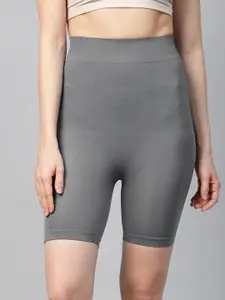 Inddus Women Grey Solid High-Waist Seamless Tummy Thigh Shapewear
