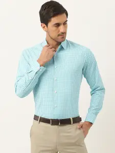 SOJANYA Men Blue Classic Regular Fit Cotton Gingham Checks Formal Shirt