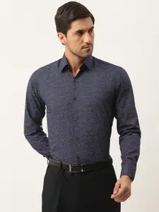 SOJANYA Men Navy Blue & White Classic Fit Printed Formal Shirt