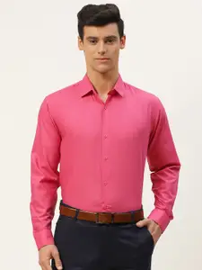 SOJANYA Men Pink Pure Cotton Solid Classic Formal Shirt