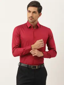 SOJANYA Men Maroon & Navy Blue Micro Prints Pure Cotton Classic Formal Shirt