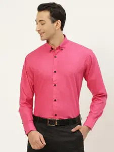SOJANYA Men Pink Pure Cotton Solid Classic Formal Shirt