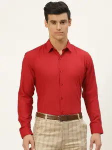 SOJANYA Men Red Solid Classic Fit Formal Shirt