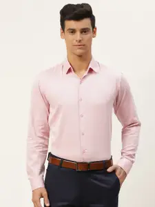 SOJANYA Men Pink Pure Cotton Woven Design Classic Formal Shirt