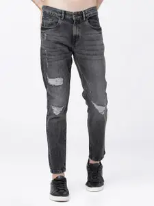 HIGHLANDER Men Grey Tapered Fit Mid-Rise Highly Distressed Stretchable Jeans