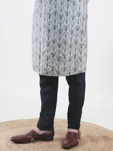 FAUSTO Men Brown Textured Leather Peshawari Formal Slip-Ons