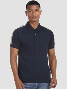 Arrow New York Men Navy Blue Solid Polo Collar T-shirt