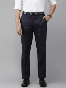 Park Avenue Men Navy Blue Smart Fit Formal Trousers