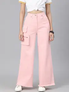 Roadster Women Pink Solid Flared Stretchable Jeans