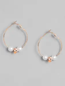 AccessHer Rose Gold-Plated AD Studded Handcrafted Circular Hoop Earrings
