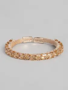 AccessHer Rose Gold-Plated Handcrafted and LCT Stone Studded Cuff Bracelet