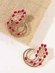 AccessHer Gold-Plated & Pink Handcrafted Kundan Studded Classic Studs