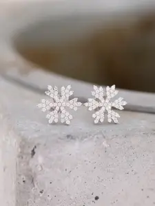GIVA 925 Sterling Silver Rhodium Plated Snowflake Earrings